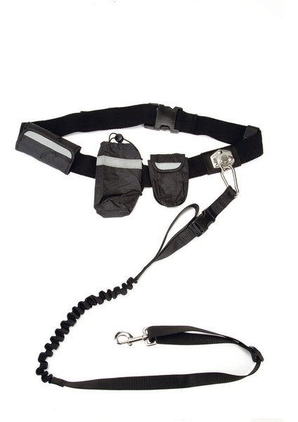 Köpek Yürüyüş ve Koşu Şok Emicili Gezdirme Kayışı ve Bel Kemeri, Siyah, 100-130CM, 25MM Dpmah