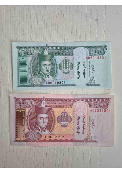 Moğolistan 10 ve 20 Tugrik Koleksiyon Kağıt Para Antika Para Eski Para