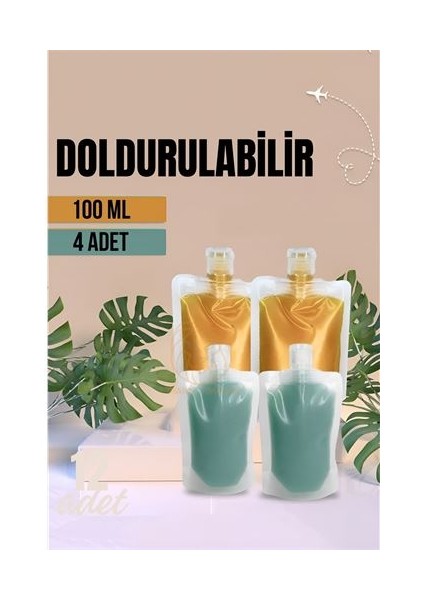 Doldurulabilir Krem Şampuan Kabı Tekrar Kullanılabilir Set 4 Adet