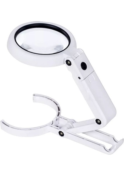 USB Şarj Edilebilir Katlanabilir 3.5 - 10X Büyüteç 8 Ledli Masa ve Eliçin Büyüteç FS90RC