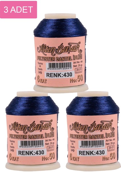 3 Adet Oya ve Dantel Ipi 20 gr - - No: 430