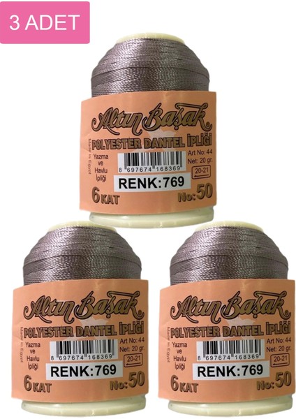 3 Adet Oya ve Dantel Ipi 20 gr - - No: 769