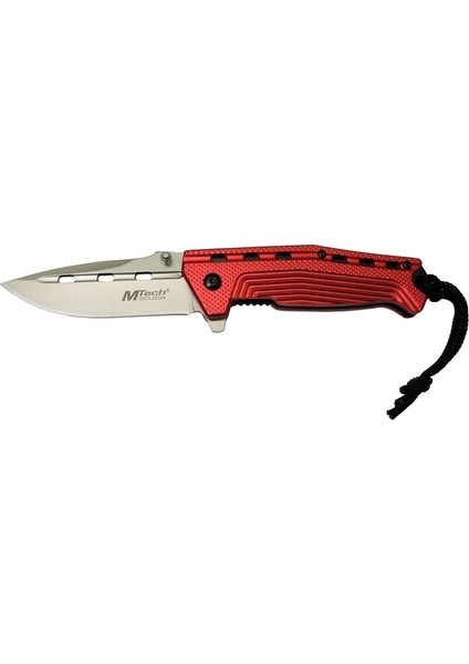 4-13-3 Kırmızı Kamp Çakı 19,5cm- Yarı Otomatik, Ipli, Oluklu