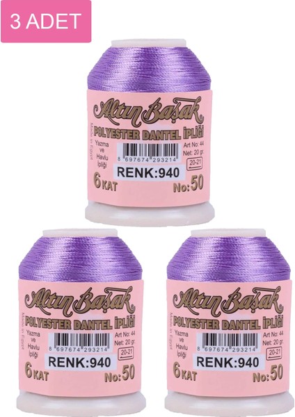 3 Adet Oya ve Dantel Ipi 20 gr - - No: 940