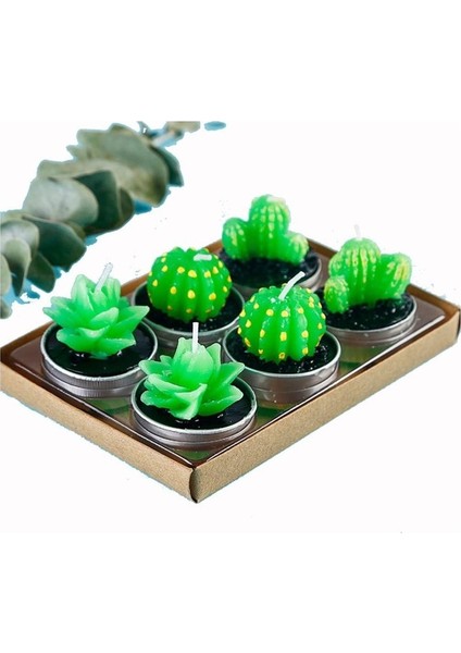 3'lü Tealight Minik Mum Metal Altlıklı Çiçek Kaktüs Aksesuar Ev Dekorasyon modelleri