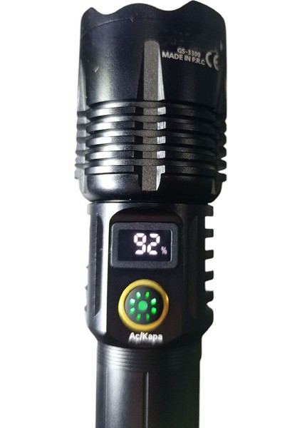 1500 Lümen Tg LED 2800 Mah Zoom Özellikli Şarj Edilebilir El Feneri SK3300
