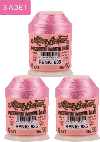 3 Adet Oya ve Dantel Ipi 20 gr - - No: 635