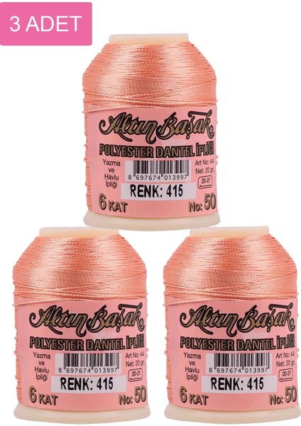 3 Adet Oya ve Dantel Ipi 20 gr - - No: 415