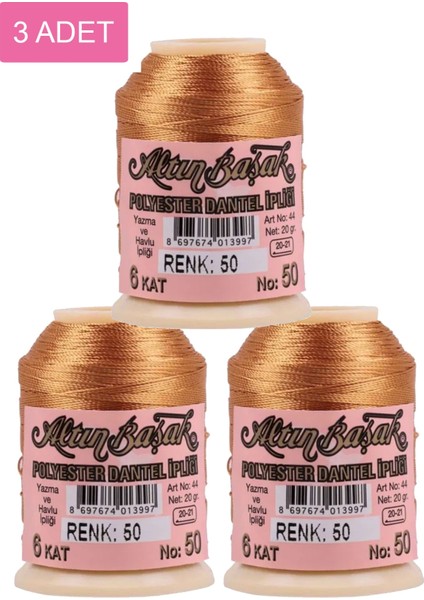 3 Adet Oya ve Dantel Ipi 20 gr - - No: 050