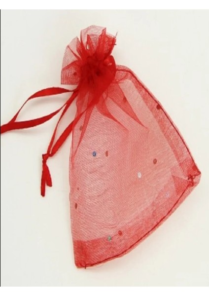 18X12,5CM Kırmızı Kumaş Ipli Tül Kese Simli Takı Için Hıdrellez Büyük Boy 1 Adet fiyatları