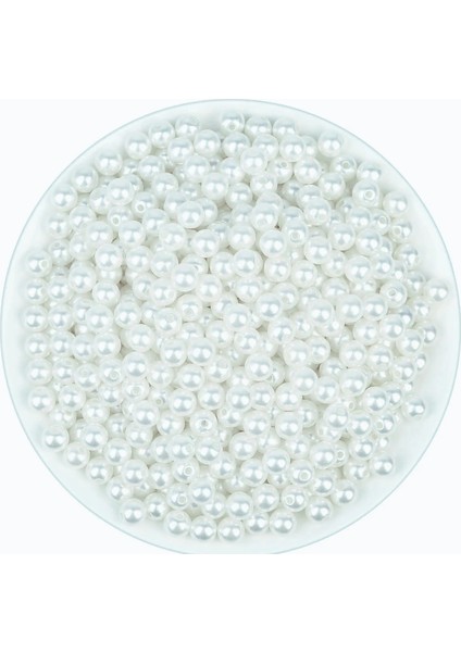 8 Mm 100 Gram Beyaz İnci̇ Boncuk Çanta Ve Taki Yapimi Içi̇n Uyumlu