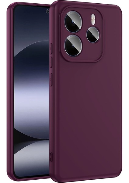Xiaomi Redmi Note 14 5g Kılıf Lansman Içi Kadife Kamera Korumalı Mara Silikon Kılıf - Koyu Mor