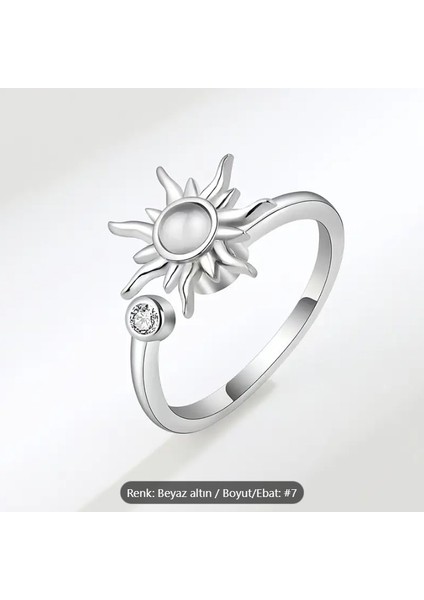 Paslanmaz Çelik Ayarlanabilir Dönen (Anti Stress) Güneş Yüzük-Silver