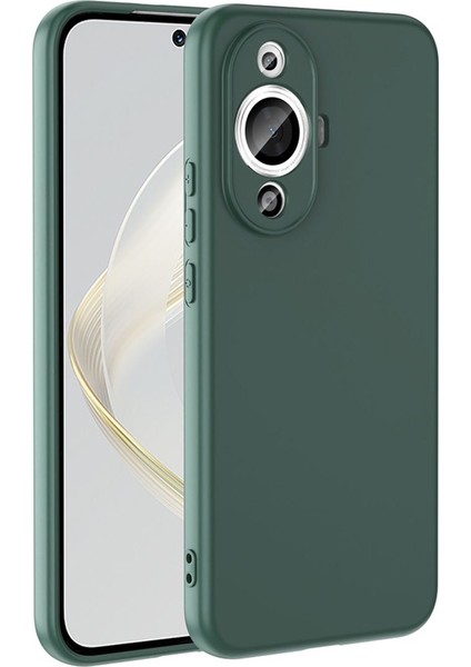 Huawei Nova 12S Kılıf Lansman Içi Kadife Kamera Korumalı Mara Silikon Kılıf-Koyu Yeşil
