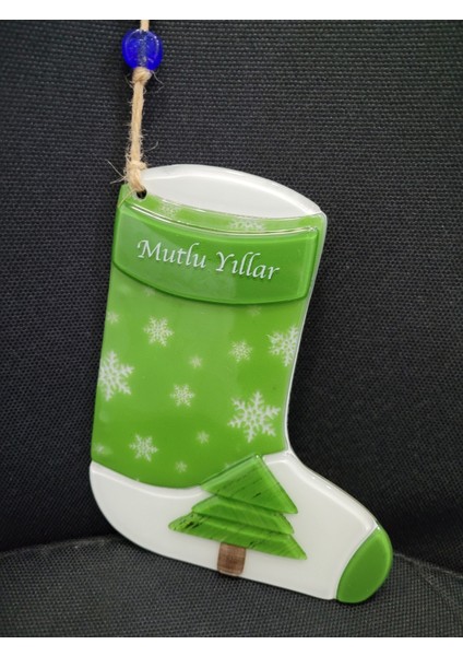 Mutlu Yıllar Çorap Kar Tanesi Çam Ağacı Cam Noel Duvar Süs Nazarlık 25CM 1 Adet fırsatları