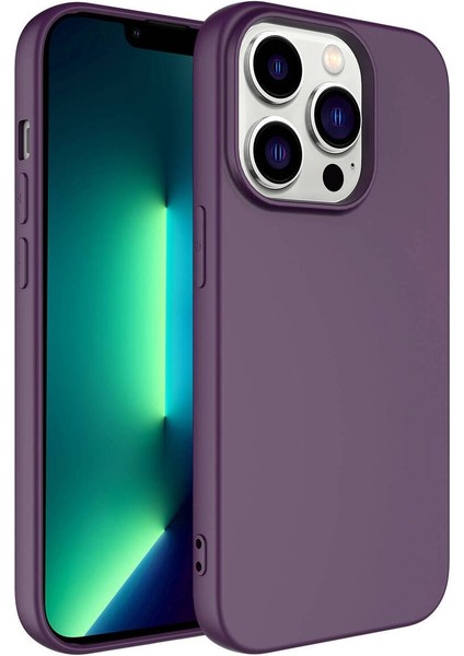 iPhone 14 Pro Kılıf Lansman Içi Kadife Kamera Korumalı Mara Silikon Kılıf-Koyu Mor