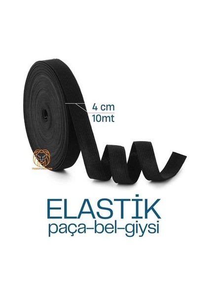Yassı Bel Paça Giysi Lastiği 10 Metre 4 cm Siyah
