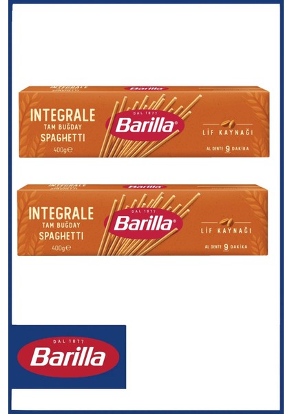 Tam Buğday Spagetti (İntegrale Spaghetti) Makarna No.5 400 gr x 2 Adet Tek Ebat
