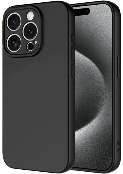 iPhone 15 Pro Kılıf Lansman Içi Kadife Kamera Korumalı Mara Silikon Kılıf-Siyah