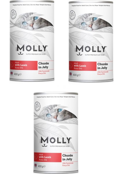 Kuzu Etli Jöleli Kedi Konservesi 400 Gr. x 3 Adet