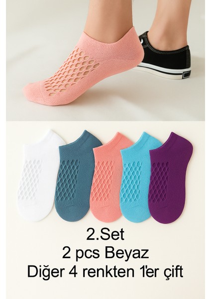 Fileli Patik Kadın Çorabı 6 Çift 2. Set