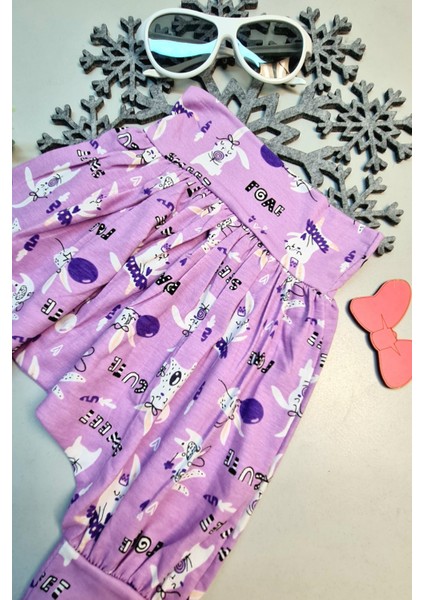 Bebek Hediyelik Retro %100 Pamuk Şalvar Mor Cartoon Baskılı fiyatları