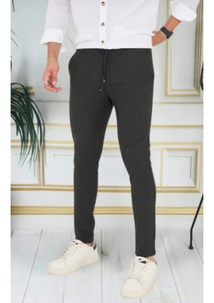 Erkek Bej Italyan Kesim Kaliteli Esnek Slim Fit Likralı Lastikli Ipli Şık Koton Kumaş Pantolon Okul