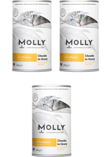 Tavuklu Gravy Soslu Kedi Konservesi 400 Gr. x 3 Adet