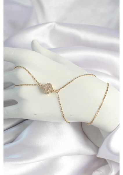 Zincirli Gold Renk Zirkon Taşlı Şahmeran - EBJ250530W34405