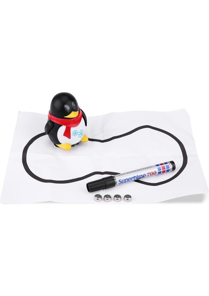 Güzel Sihirli Otomatik Indüksiyon Penguen Takip Çizgisi Oyuncak Hayvan Modeli (Siyah Beyaz) (Yurt Dışından)