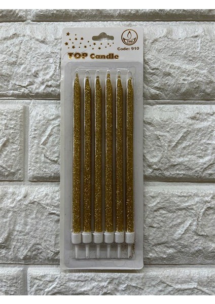 - 6 Adet Simli Pasta Mumu Gold 17 cm Dpmah