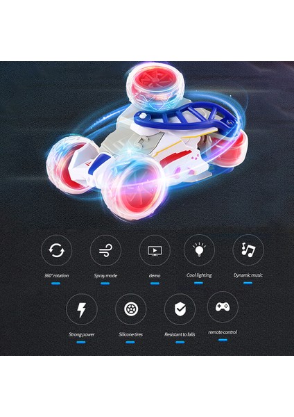 Uzaktan Kumanda Dublör Araba, 2.4 Ghz 360-DERECE Dönen Araba Oyuncak Işıkları ile Müzik 2 Piller, Şarj Edilebilir Uzaktan Kumanda Araba Için Erkek ve Kız Doğum Günü, Kırmızı (Yurt Dışından)