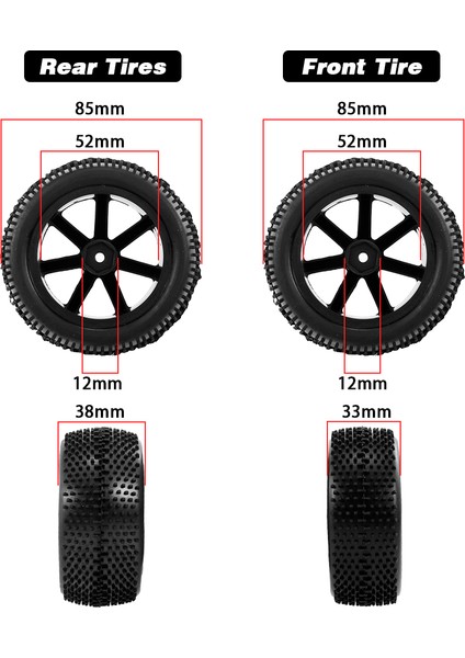 4 Adet Ön ve Arka Lastik Jant ile 1/10 Hsp Hpı Tamiya Carson Redcat Zd Yarış Buggy Off-Road Araba (Yurt Dışından)