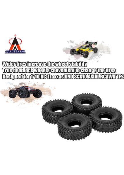 4 Adet Austar Ax - 5020 1.9 Inç 120MM Kaya Paletli Lastikler Için 1/10 Traxxas Redcat SCX10 Eksenel RC4WD Tf2 Rc Araba (Yurt Dışından)