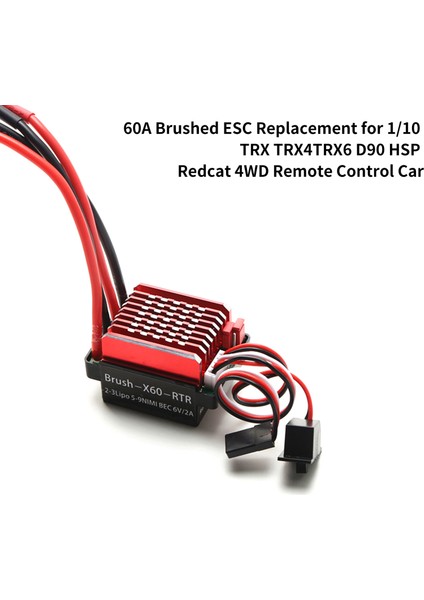 60A Fırçalı Esc Hız Kontrol Fişi 6V 2A Bec Için Yedek 1/10 Trx Trx4 Trx6 D90 Hsp Redcat 4WD Uzaktan Kumanda Araba (Yurt Dışından)
