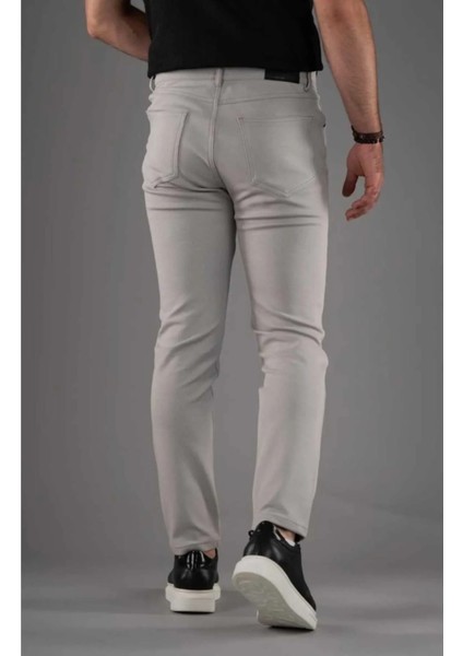 Erke Kot Pantalon Reguver Silim Fit Taş Rengi Dumeli Normal Paça Likralı