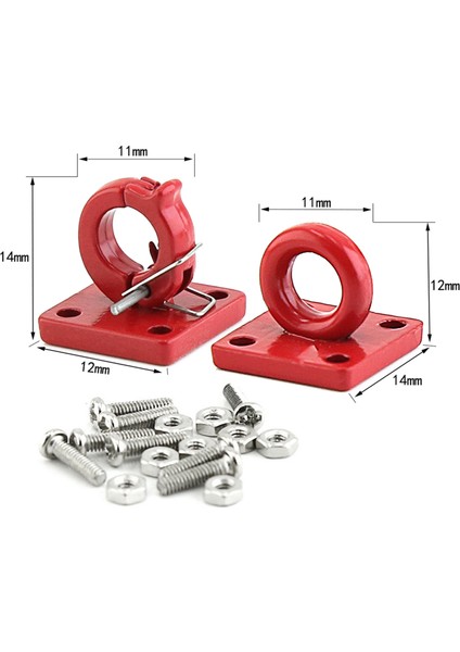 Metal Römork Toka, Simülasyon Römork Çekme Kilidi Kelepçe Braketi Seti Değiştirme Traxxas Trx4 Eksenel SCX10 RC4WD D90 1/10 Uzaktan Kumanda Paletli Araba Parçaları, Kırmızı (Yurt Dışından)