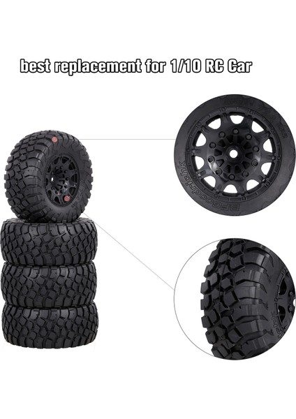 4 Adet 110MM 1/10 Rc Araba Kamyon Kısa Kulvar Kamyon Off-Road Araç Lastikleri Rc Tekerlek ile Uyumlu Traxxas Hsp Tamiya Hpı Kyosho Rc Araba (Yurt Dışından)