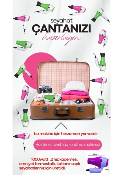 3510 Taşınabilir Katlanabilir Seyahat Tipi Otel Tipi Küçük Saç Kurutma Makinesi