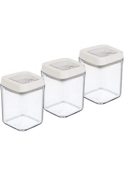 Vakumlu Erzak Kavanozu Kare 3lü Set -OKY-234