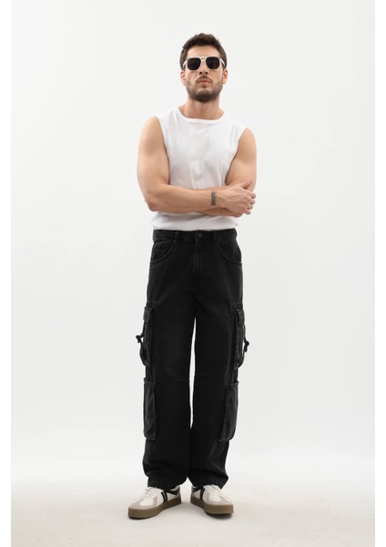 Erkek Kargo Cepli Jean Pantolon