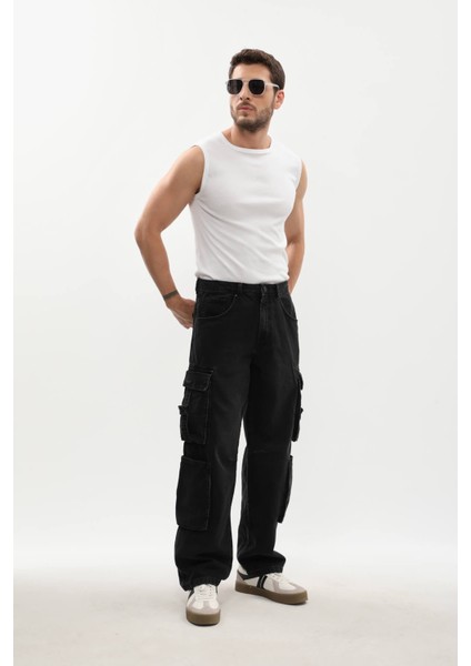 Erkek Kargo Cepli Jean Pantolon