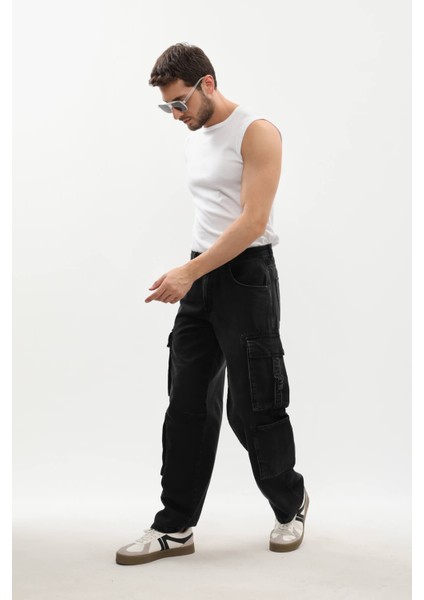 Erkek Kargo Cepli Jean Pantolon