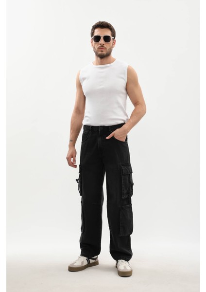 Erkek Kargo Cepli Jean Pantolon