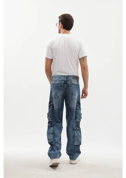 Erkek Kargo Cepli Jean Pantolon