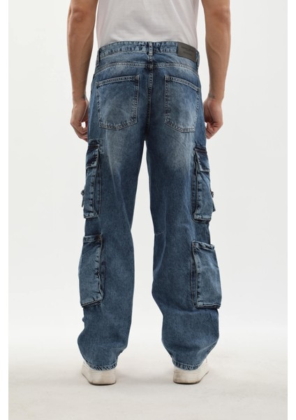 Erkek Kargo Cepli Jean Pantolon