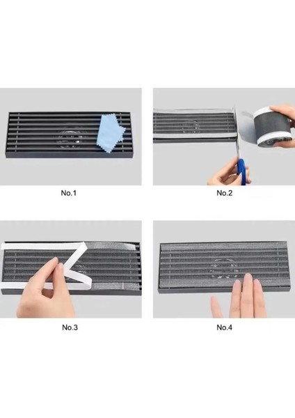 4 Metre 12 cm + 10 Adet 10 cm Gider Süzgeci Kullan At Saç Kıl Tüy Toplayıcı Tel Süzgeç