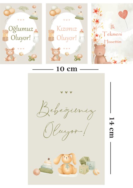 Baba Oluyorsun Müjde Anı Kartı 6 Adet - Anne Baba Oluyorum Kızımız Oğlumuz Oluyor Hamile Anı