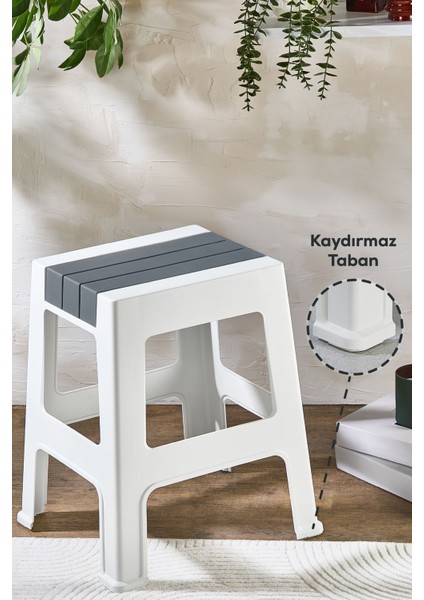 Plastik Büyük Tabure Gri