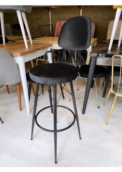 Yeni Dolce Bar Sandalyesi Siyah Babyface Kumaş.65 cm Oturum Yüksekliği fırsatları